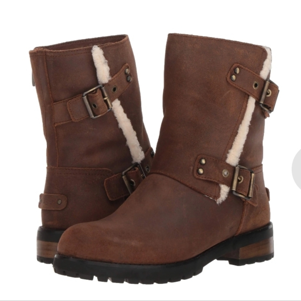 Ugg Niels II Leather Suede Combat Moto Boots Water Resistant Designer Fur #17